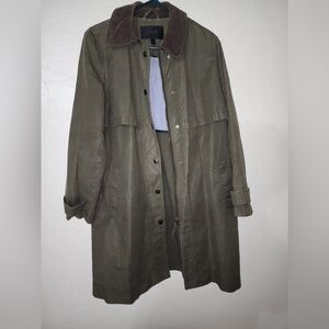 J. Crew Olive Green Utility Jacket with Brown Corduroy Collar Size M